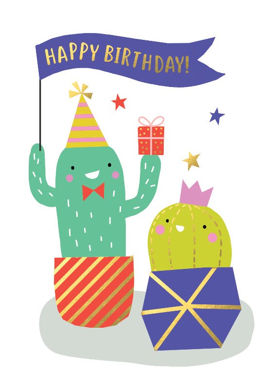 2 happy cactus -  tarjeta de cumpleaños