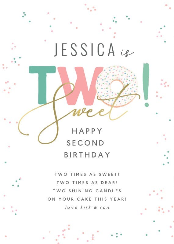 2 sweet - happy birthday card