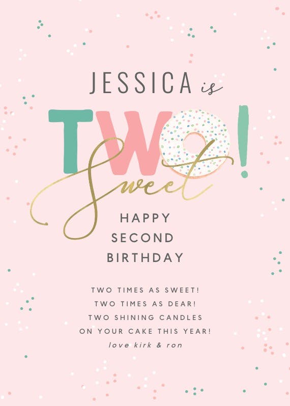 2 sweet - birthday card