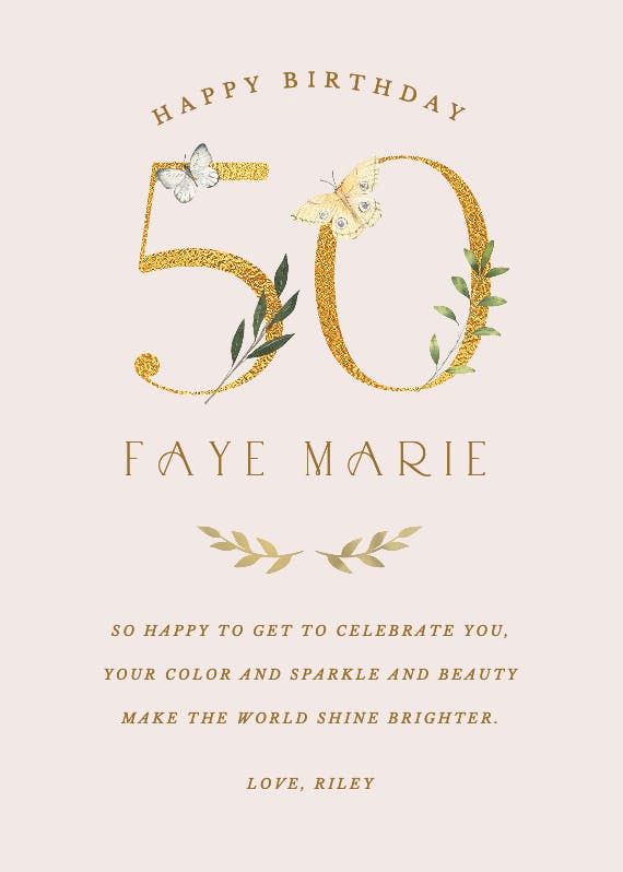 50 years of beauty -  free birthday card