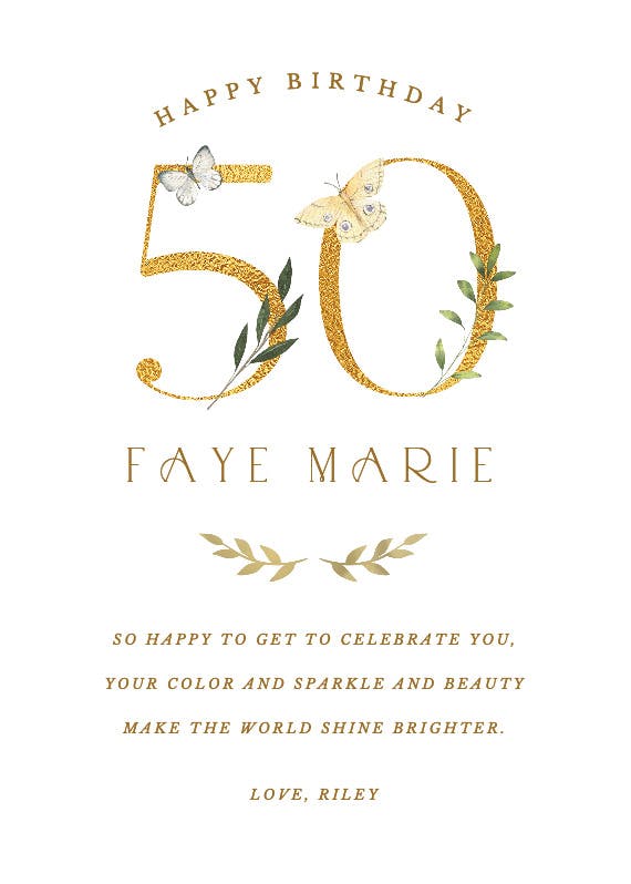 50 years of beauty -  free birthday card