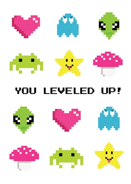 8 bit level up - birthday card