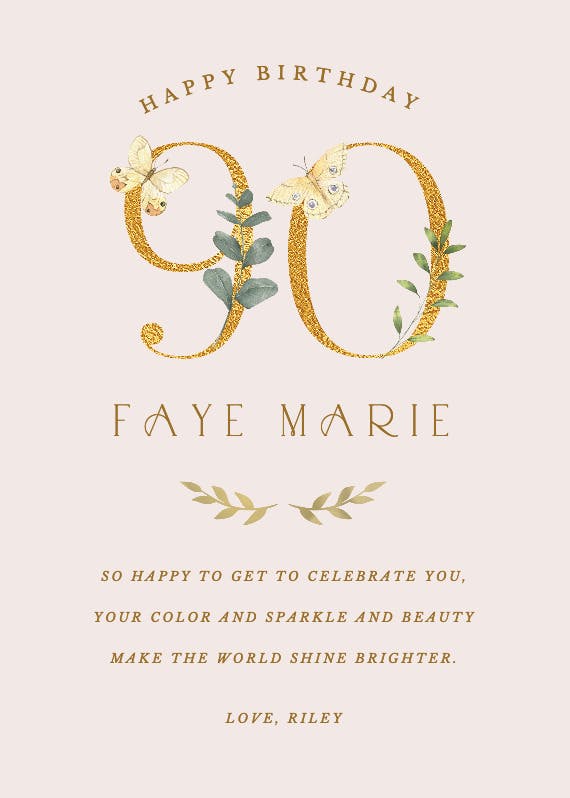 90 years of beauty - birthday card