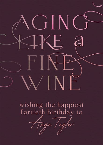 Aging well typgraphy - birthday card