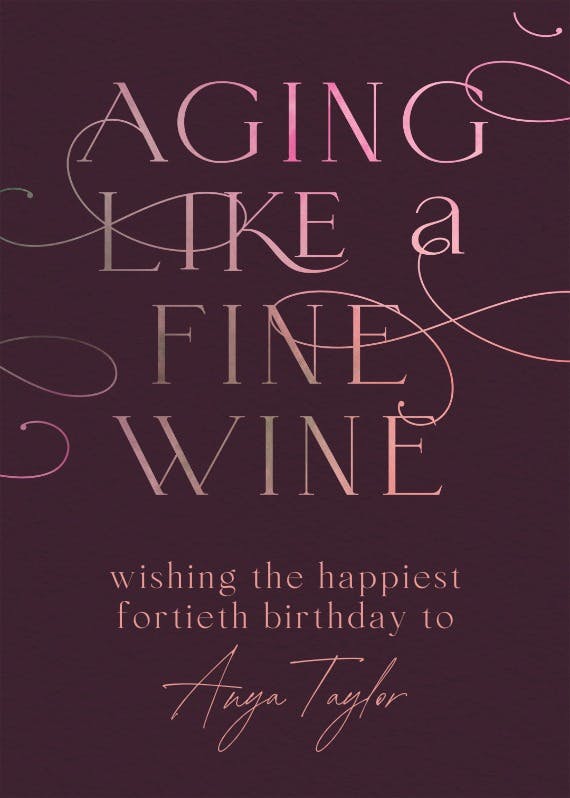 Aging well typgraphy -  free birthday card