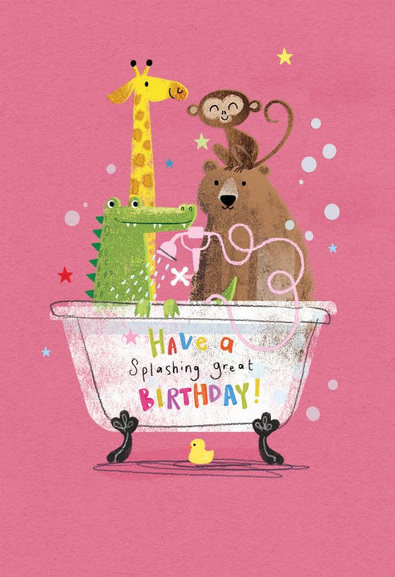 Animal antics - happy birthday card
