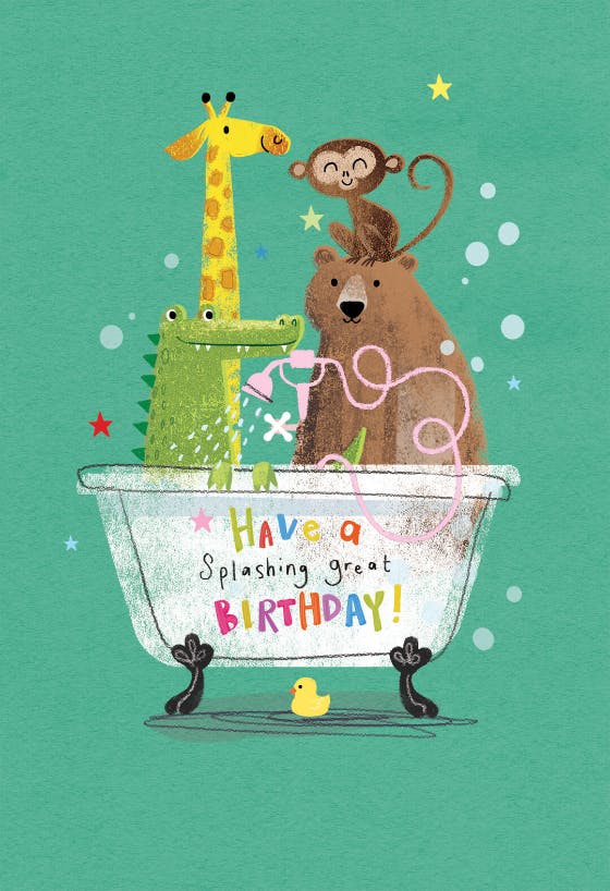 Animal antics - happy birthday card