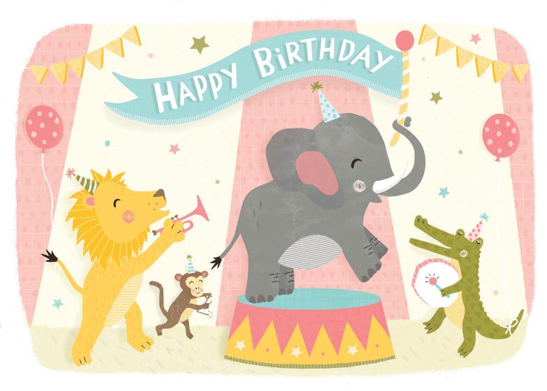 Animal band - happy birthday card