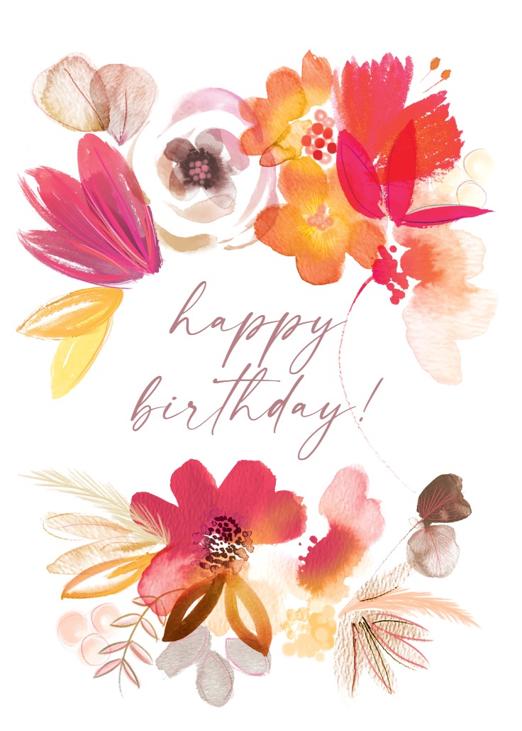 Aquarelle flowers - Birthday Card | Greetings Island