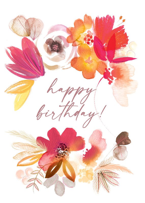Aquarelle flowers -  free birthday card