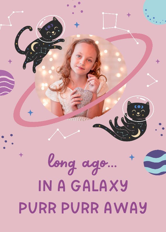 Around space cats - happy birthday card