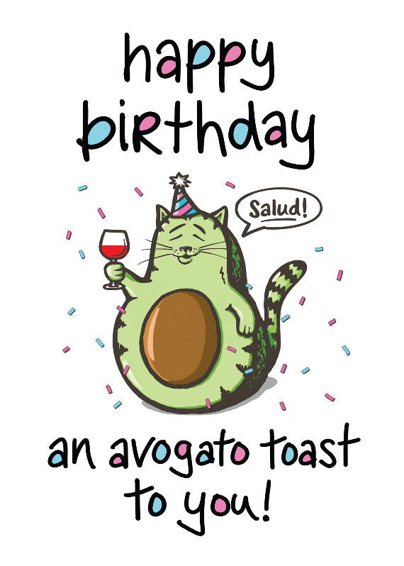 Avo gato toast bday - tarjeta de cumpleaños