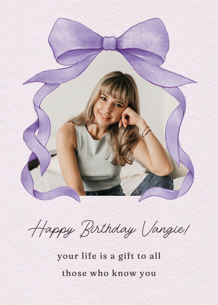 Ballerina bow photo - happy birthday card
