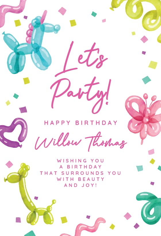 Balloon party - birthday card