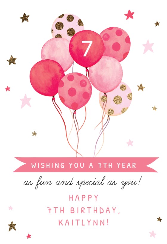 Banner & balloons - happy birthday card