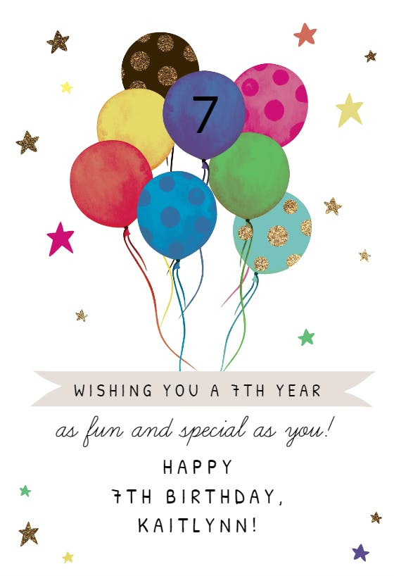 Banner & balloons - birthday card