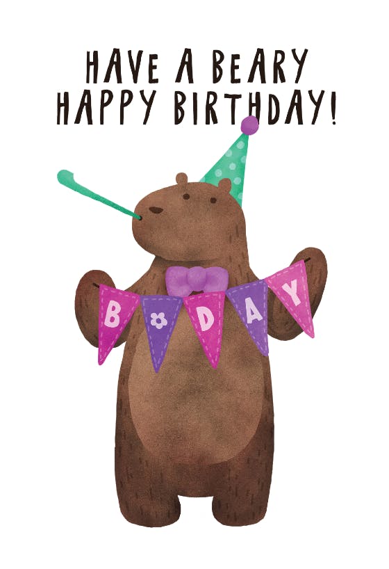 Bday bear -  tarjeta de cumpleaños