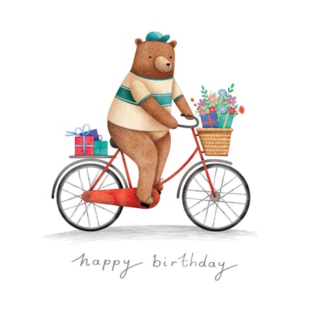 Bear on a bike - Tarjeta De Cumpleaños