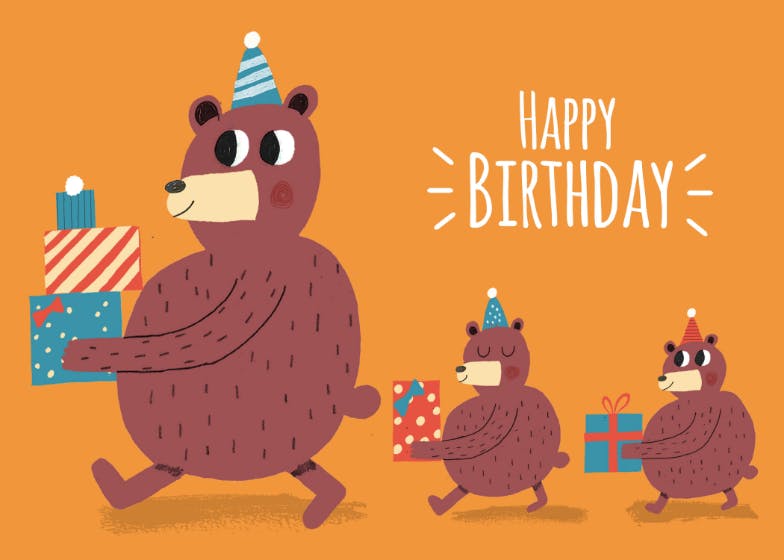 Bearing gifts - happy birthday card