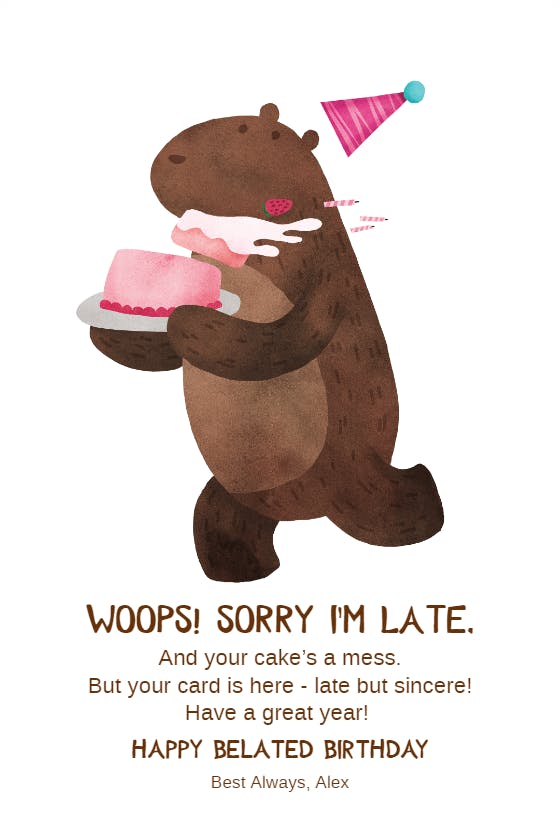 Bearly missed - happy birthday card