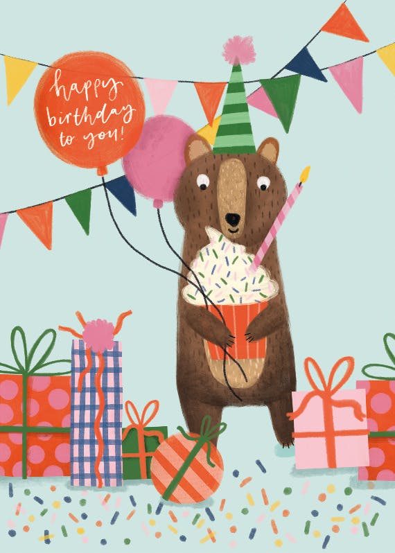 Beary party - tarjeta de cumpleaños
