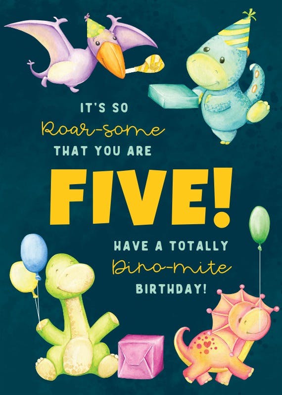 Birthday dinosaurs - tarjeta de cumpleaños