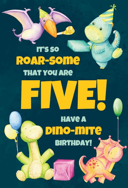 Birthday Dinosaurs - Happy Birthday Card