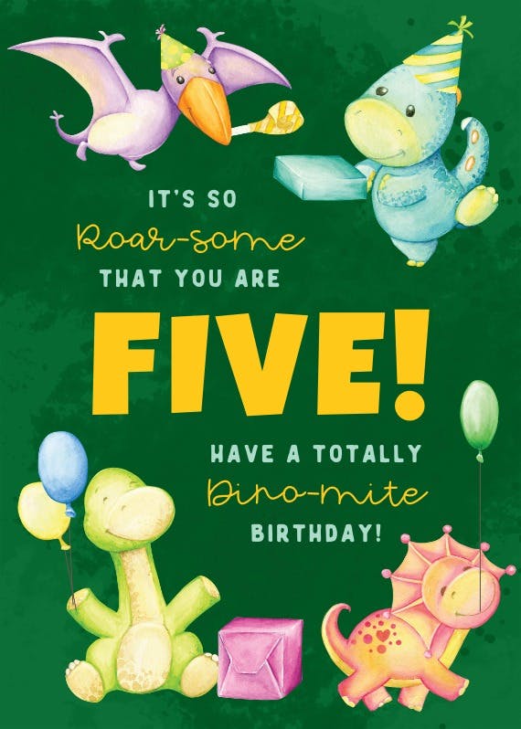 Birthday dinosaurs - tarjeta de cumpleaños