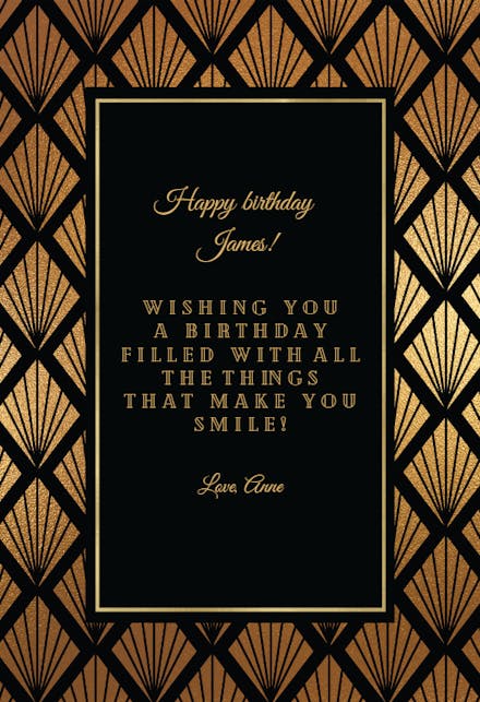 Black Gold Geometric Pattern - Birthday Card
