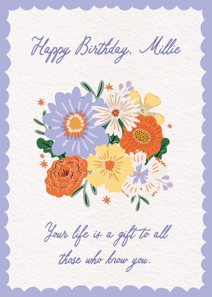 Blooming bouquet - tarjeta de cumpleaños