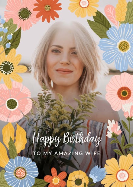 Blooms frame - birthday card