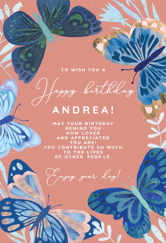 Blue butterflies - happy birthday card