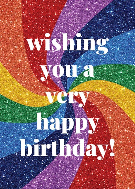 Bold rainbow glitter - birthday card