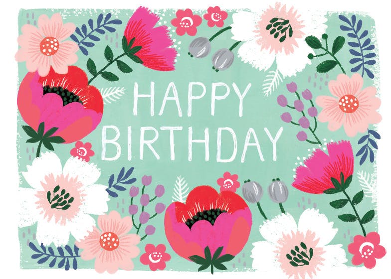 Bountiful blossoms - happy birthday card
