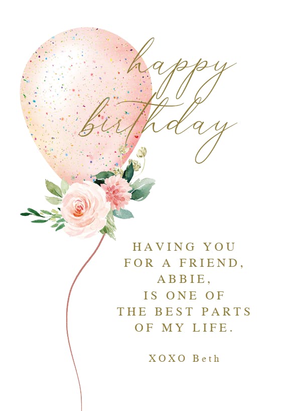 Bouquet balloon -  tarjeta de cumpleaños