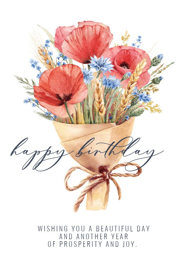 Bouquet of poppies - happy birthday card