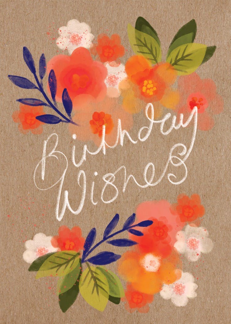 Brush painted flowers for you - birthday card