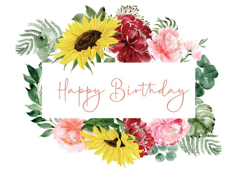 Burgundy sunflower -  free birthday card