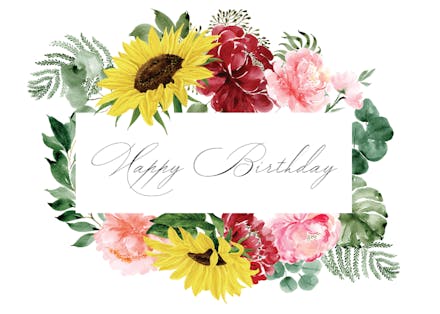 Burgundy Sunflower - Birthday Card