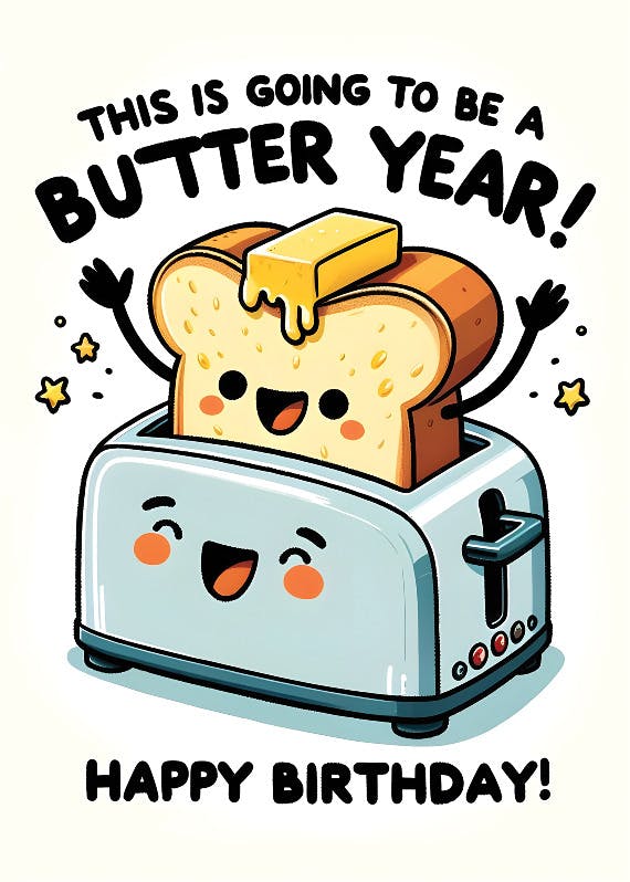 Butter year - happy birthday card