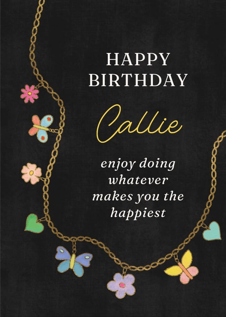 Butterfly charm - tarjeta de cumpleaños