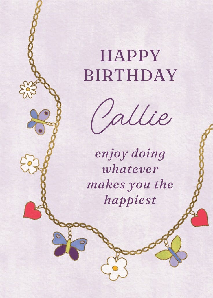 Butterfly charm - tarjeta de cumpleaños