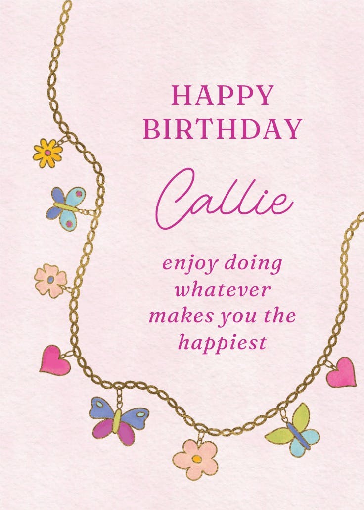 Butterfly charm - tarjeta de cumpleaños