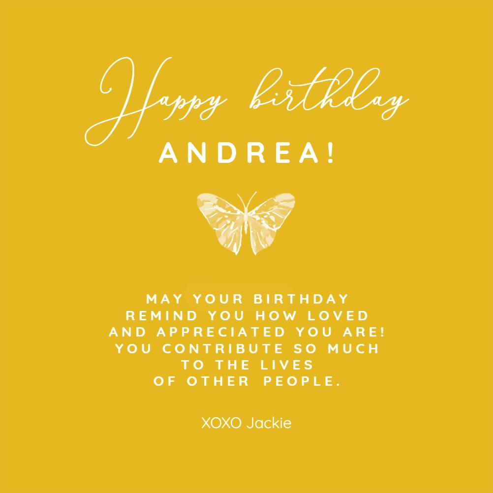 Butterfly greetings - happy birthday card