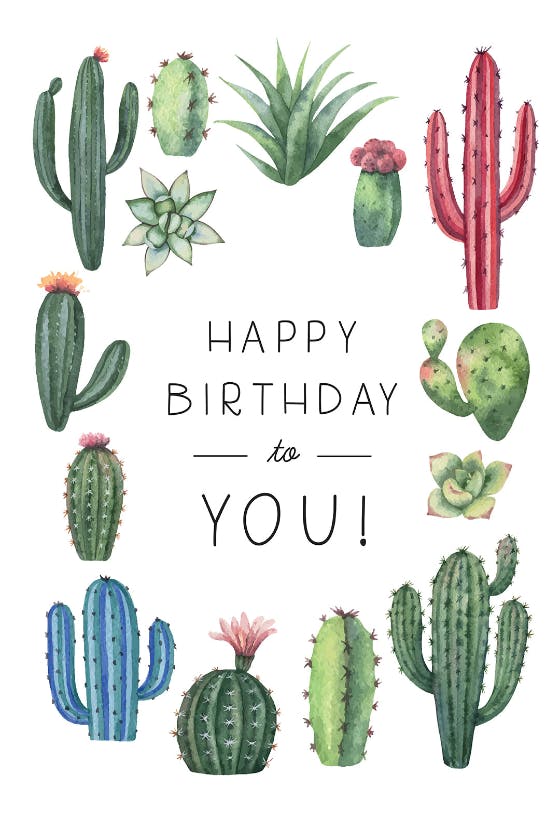 Cactus birthday - happy birthday card