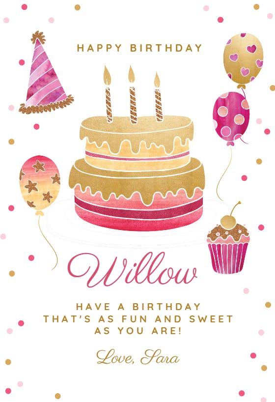 Cake and confetti -  tarjeta de cumpleaños gratis