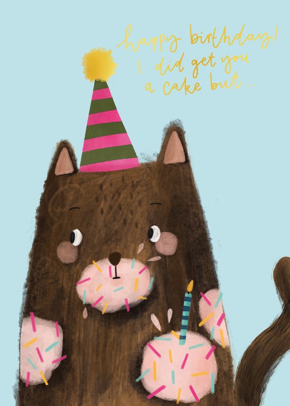Cat got your cake! - tarjeta de cumpleaños
