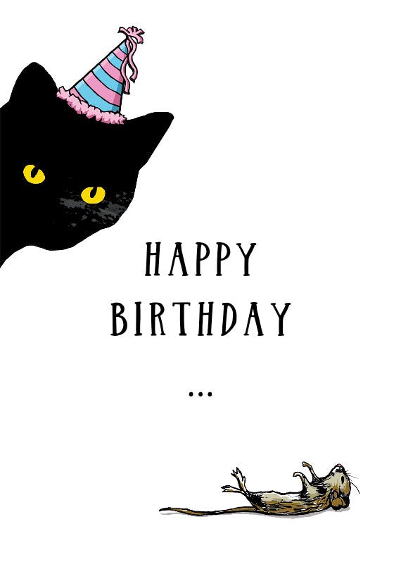 Cat mouse birthday - happy birthday card
