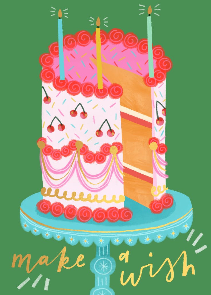 Cherry cake - tarjeta de cumpleaños