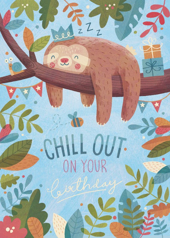 Chill out birthday -  tarjeta para imprimir